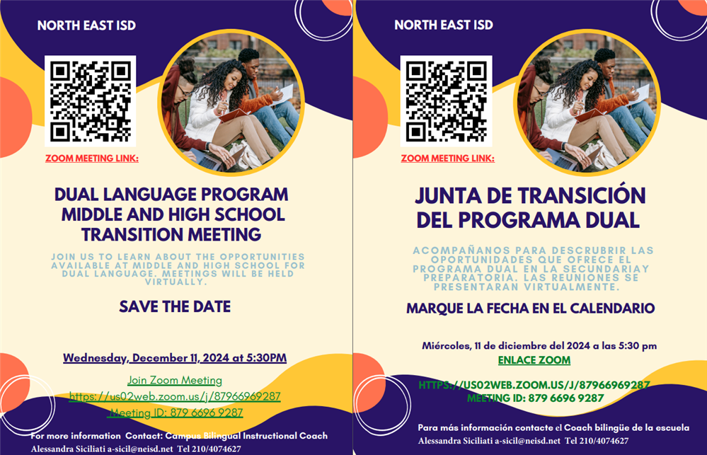  Dual Language Program Middle and High School Transition Meeting